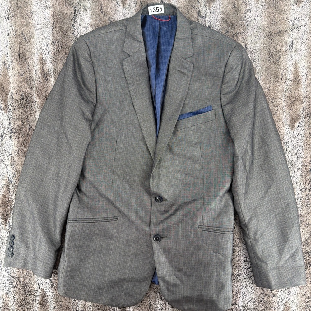 BILLY LONDON UK Men's Dark Gray Sport Coat Blazer Size 42L Chic Royal Blue Lined